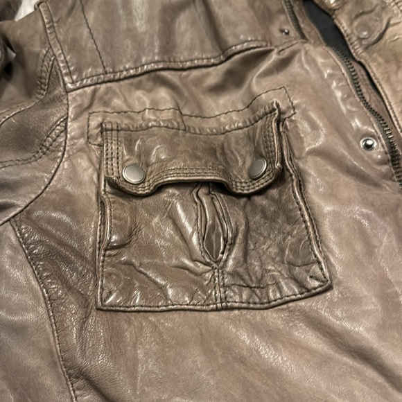 Cole Haan RARE Leather Lambskin gray/black distressed jacket men’s M pre-owned. - Picture 6 of 14